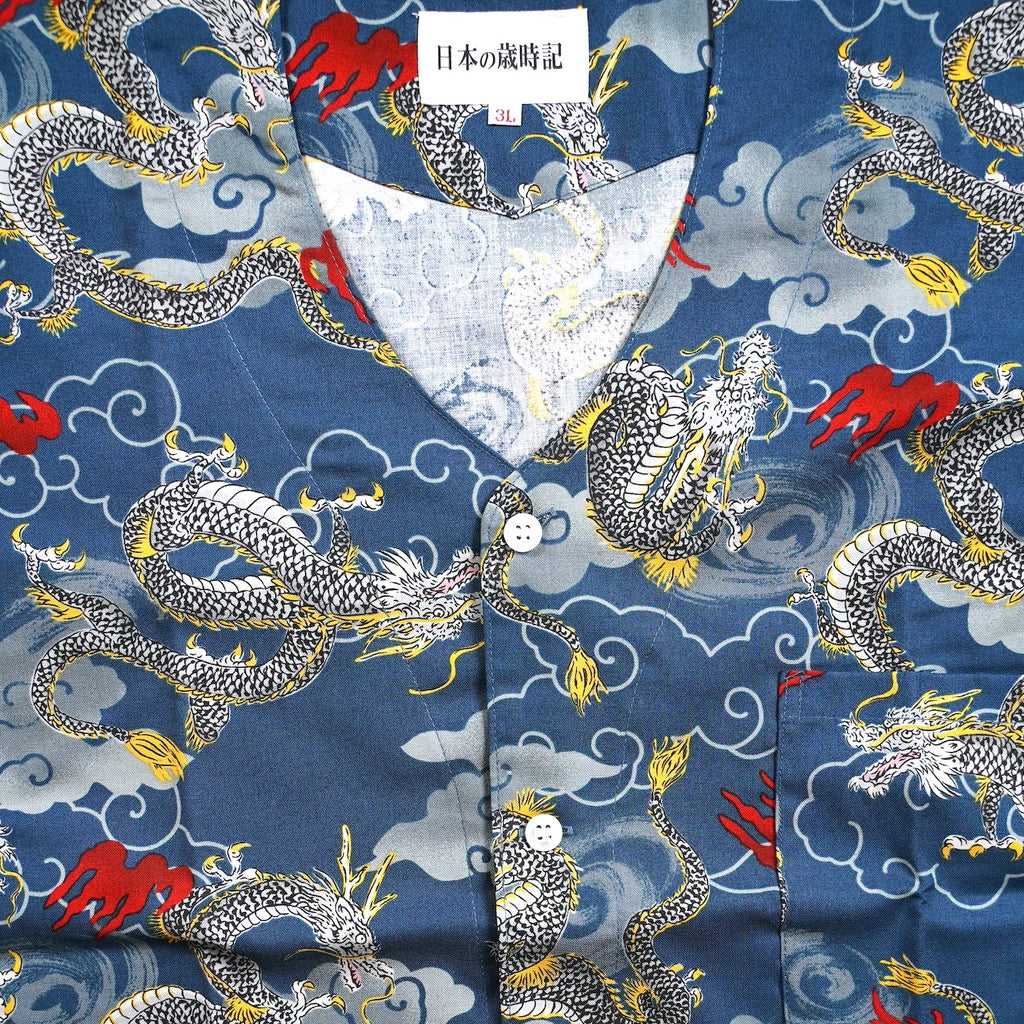 【NEW】Koikuchi shirt-Dragon Blue-gray